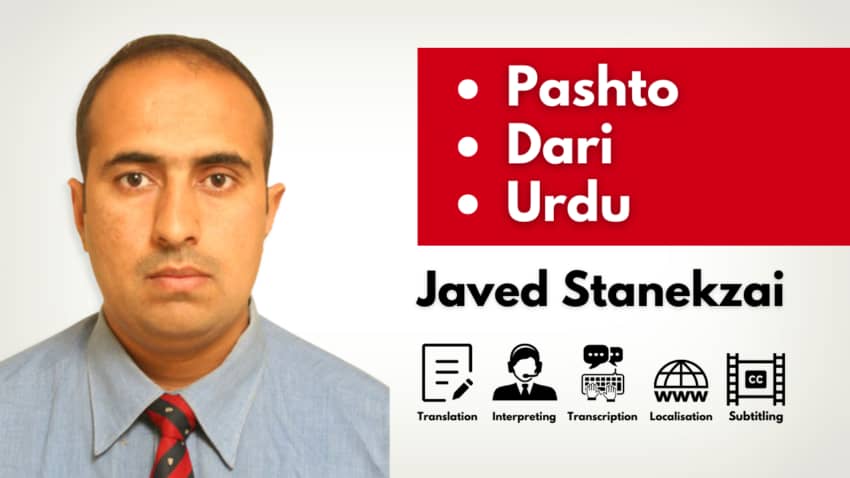 Dari, Pashto and Urdu Conference interpreter - Javed Stanekzai